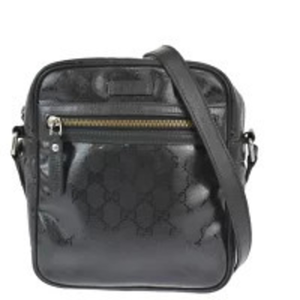 Gucci Imprime Shoulder Bag GG Black Leather